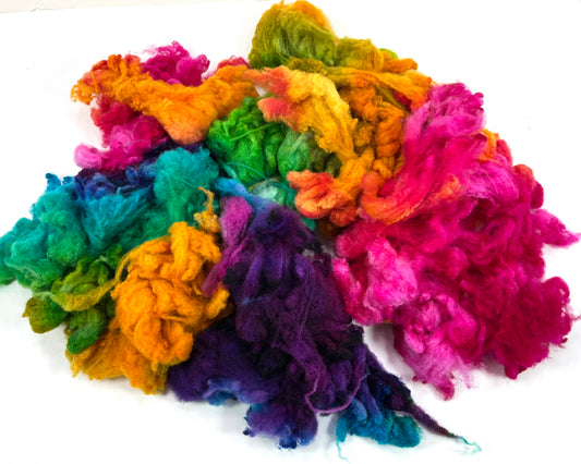 Cormo fleece, 4 oz, Plumeria colorway, clean, top quality, spinning, felting, fiber art, doll hair, nuno, art yarn, 0906-01