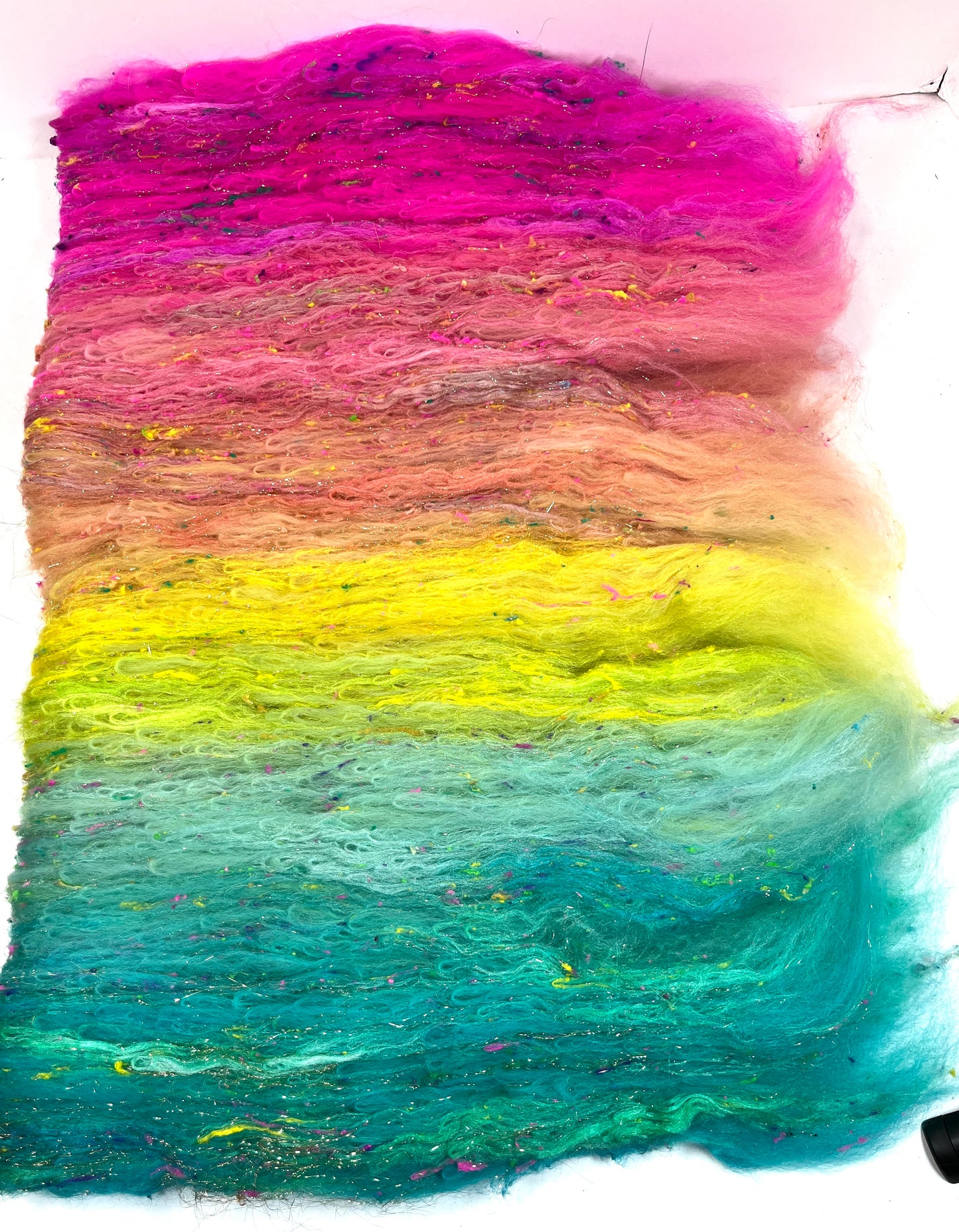 Fairy Dust Batt 0104-03 - 2.7 oz Polwarth wool, silk, noils, spinning fiber, drumcarded, handspinning, nuno, felting wool