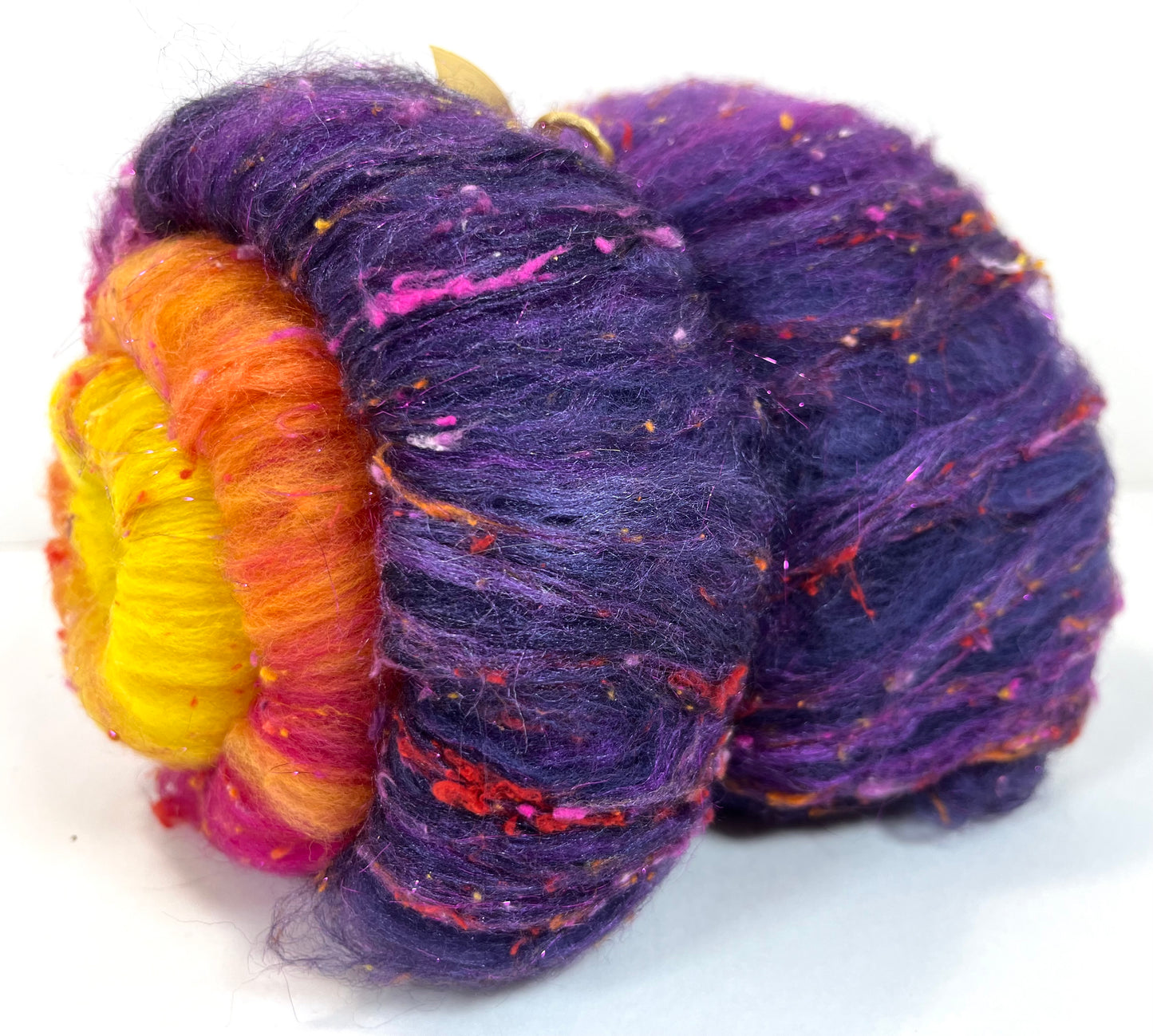 Sassy Gradient Batt 0520-06 - 2.4 oz Cormo wool, silk, noils, spinning fiber, drumcarded, handspinning, nuno, felting wool