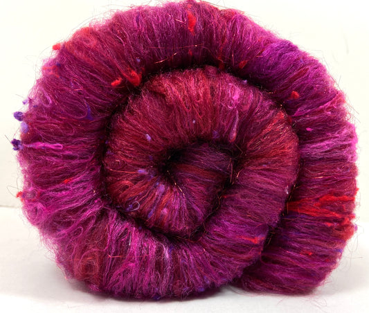 Beets Batt 1012-03 - 2.7  oz Targhee wool, silk, noils, spinning fiber, drumcarded, handspinning, nuno, felting wool, weaving