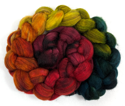 Cornucopia Long Gradient - 4 oz BFL Swirl wool combed top, roving, spinning fiber, handspinning, felting, needle felting, weaving supplies