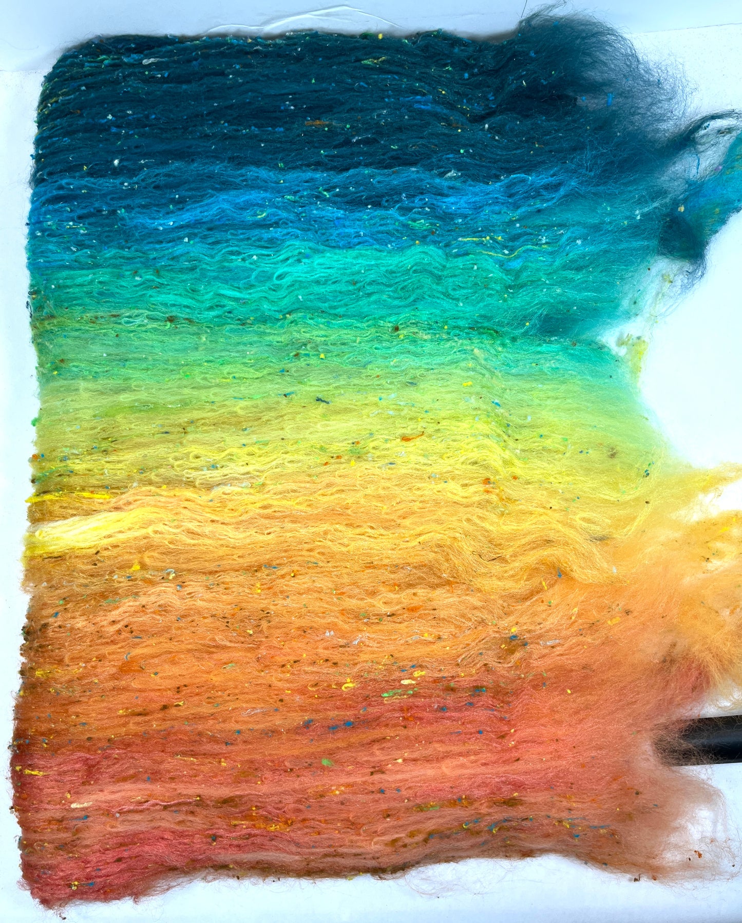 Ironic Grooves Batt 1215-03 - 2.6 oz Cormo wool, silk, noils, spinning fiber, drumcarded, handspinning, nuno, felting wool