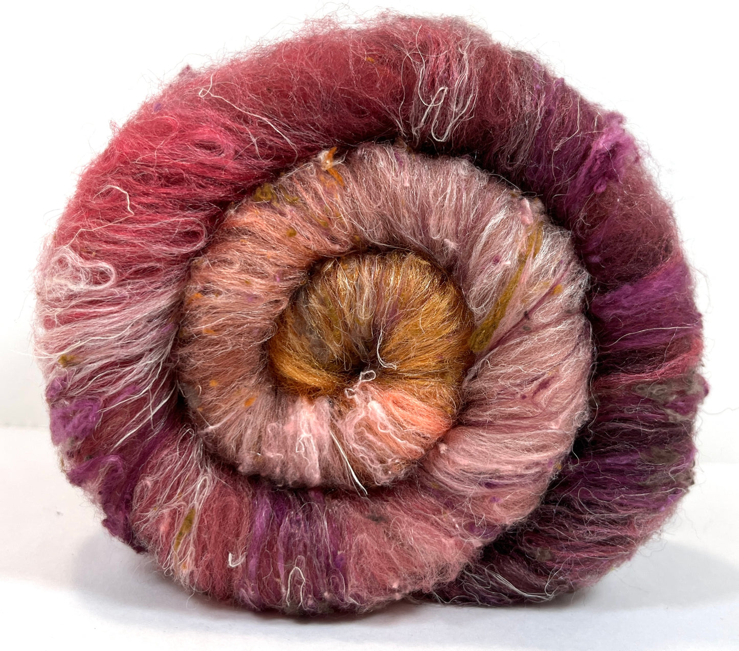 Rowena Batt 1111-02 - 3 oz Corriedale wool, silk, hemp, noils, spinning fiber, drumcarded, handspinning, nuno, felting wool