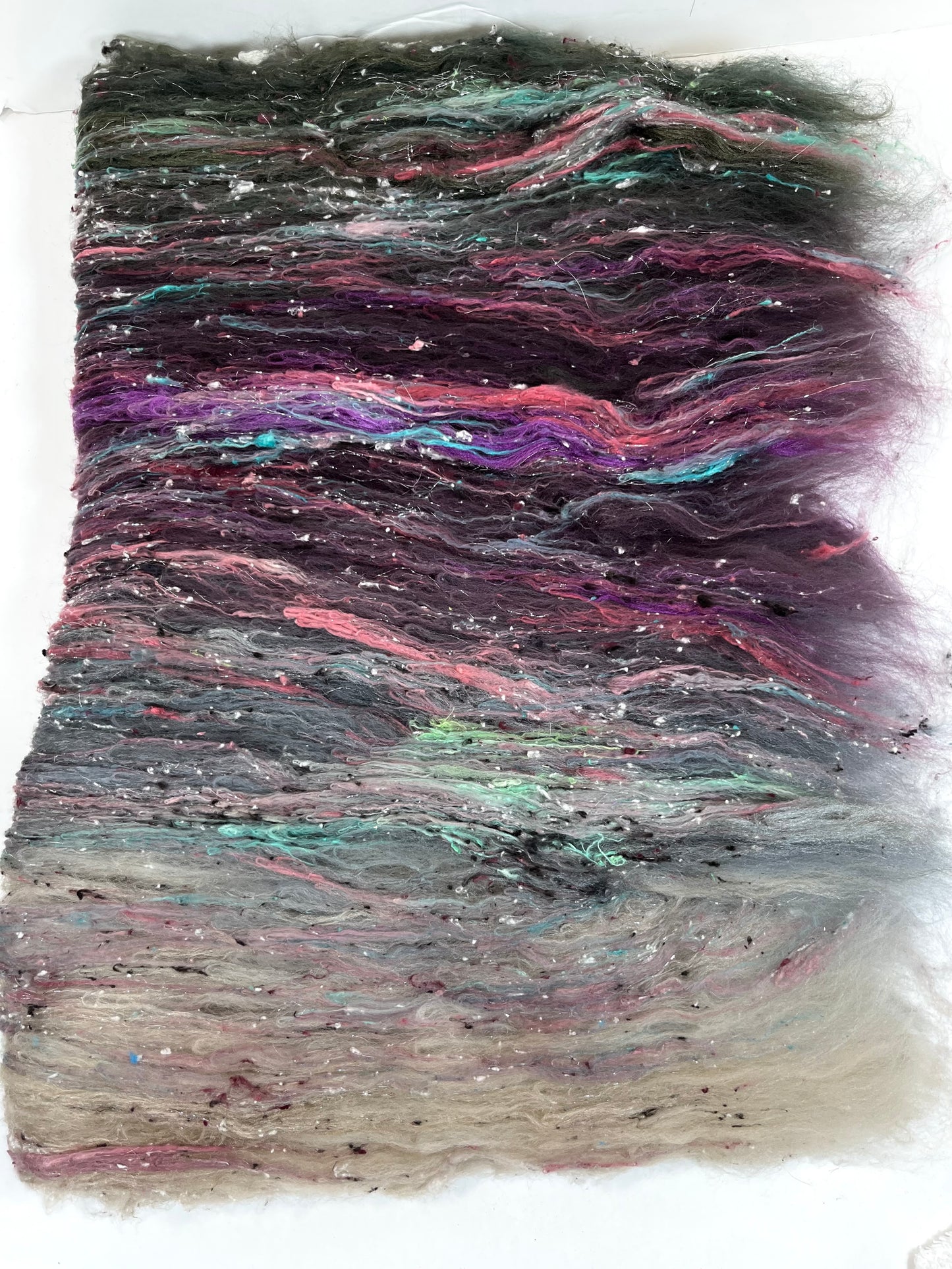 Morning Fog Gradient Batt 0608-04 - 2.5 oz Polwarth wool, silk, noils, spinning fiber, drumcarded, handspinning, nuno, felting wool