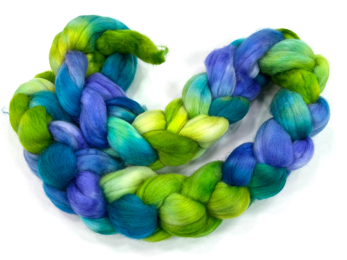 Chrysalis SC - 4 oz hand painted wool combed top, roving, spinning fiber, handspinning, felting