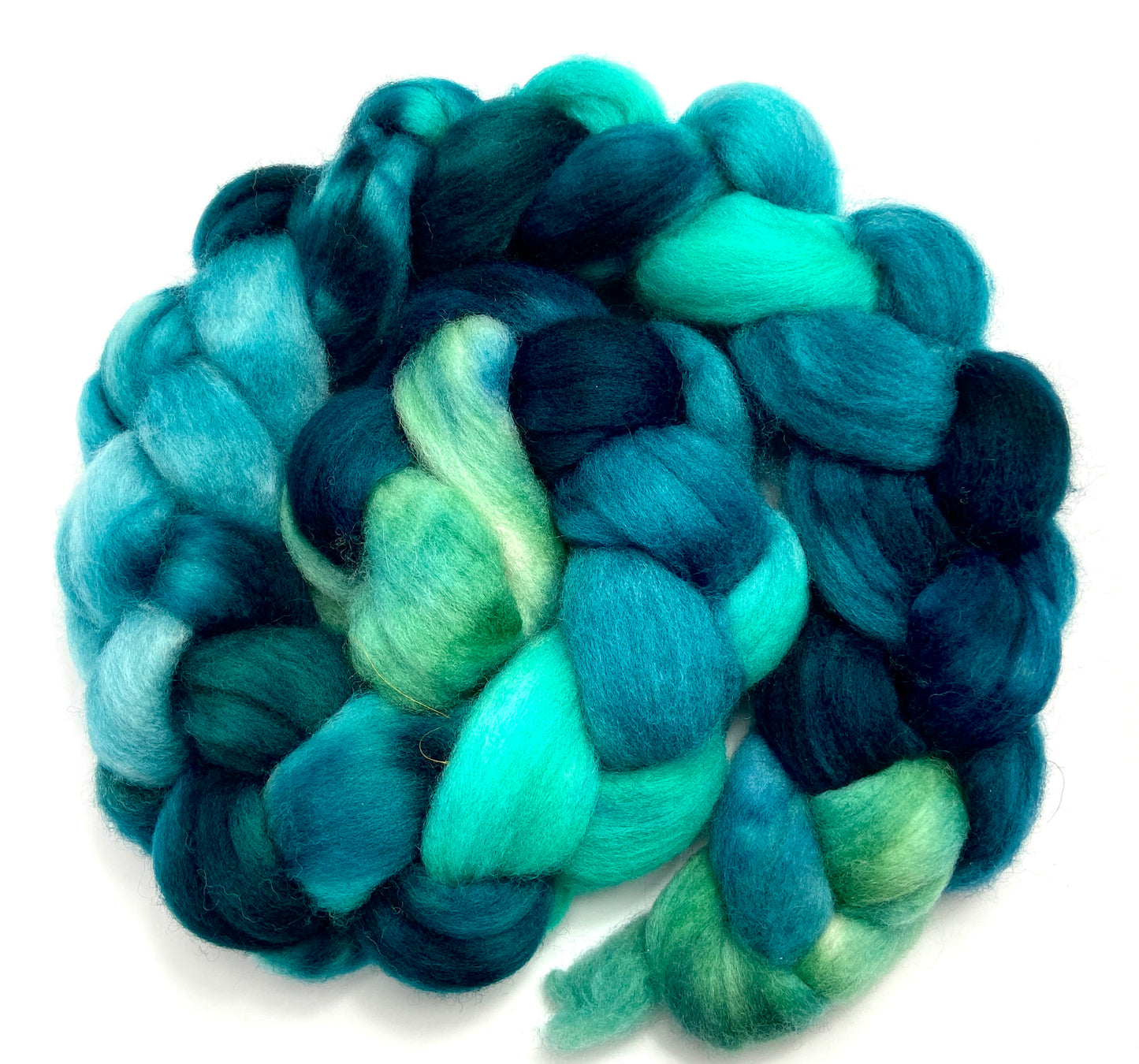 Dioptase MG - 4 oz hand painted wool combed top, roving, spinning fiber, handspinning, felting