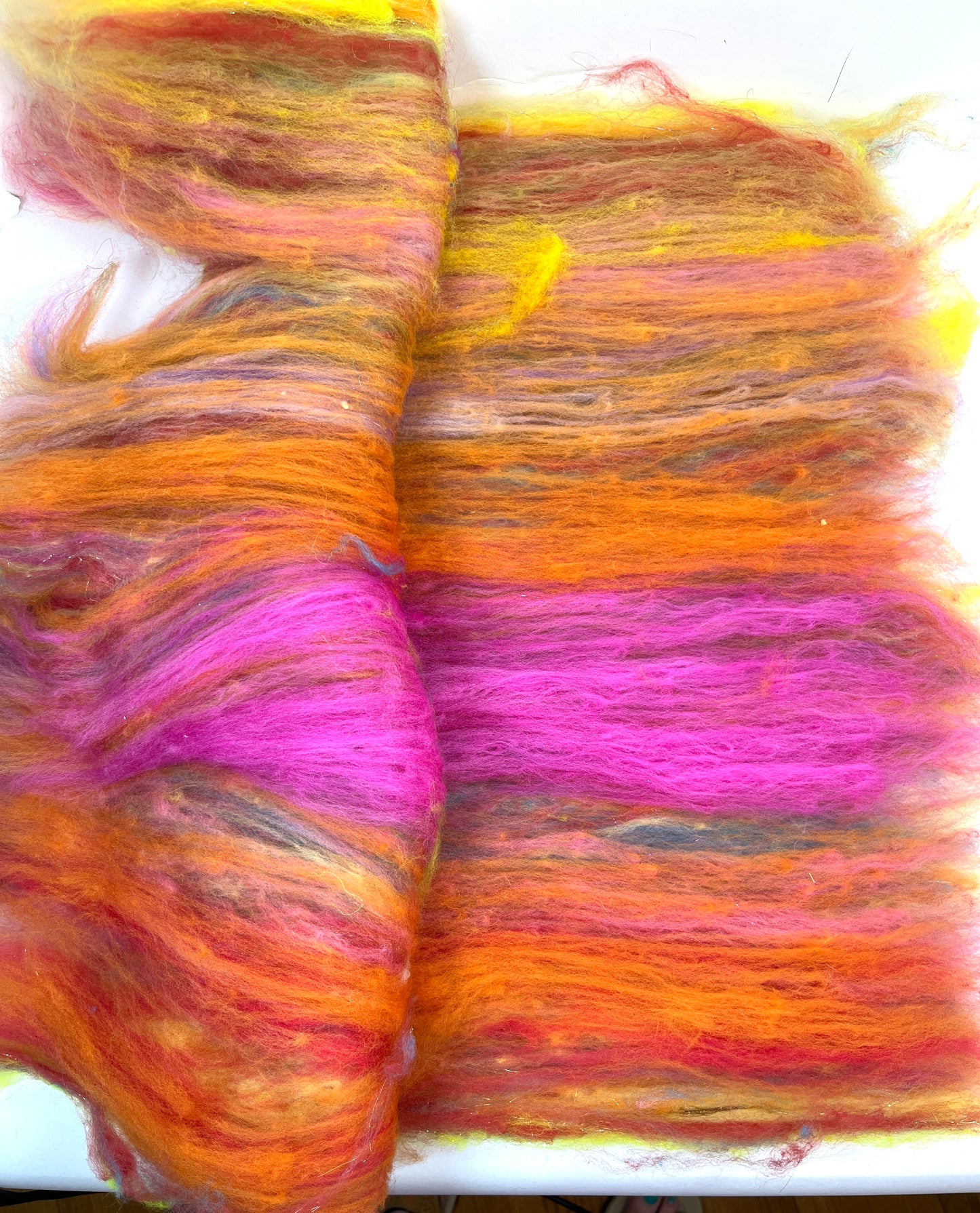 Crayon Box Batt 0618-03 - 3.9 oz Soft wool, sparkle, spinning fiber, drumcarded, handspinning, nuno, felting wool