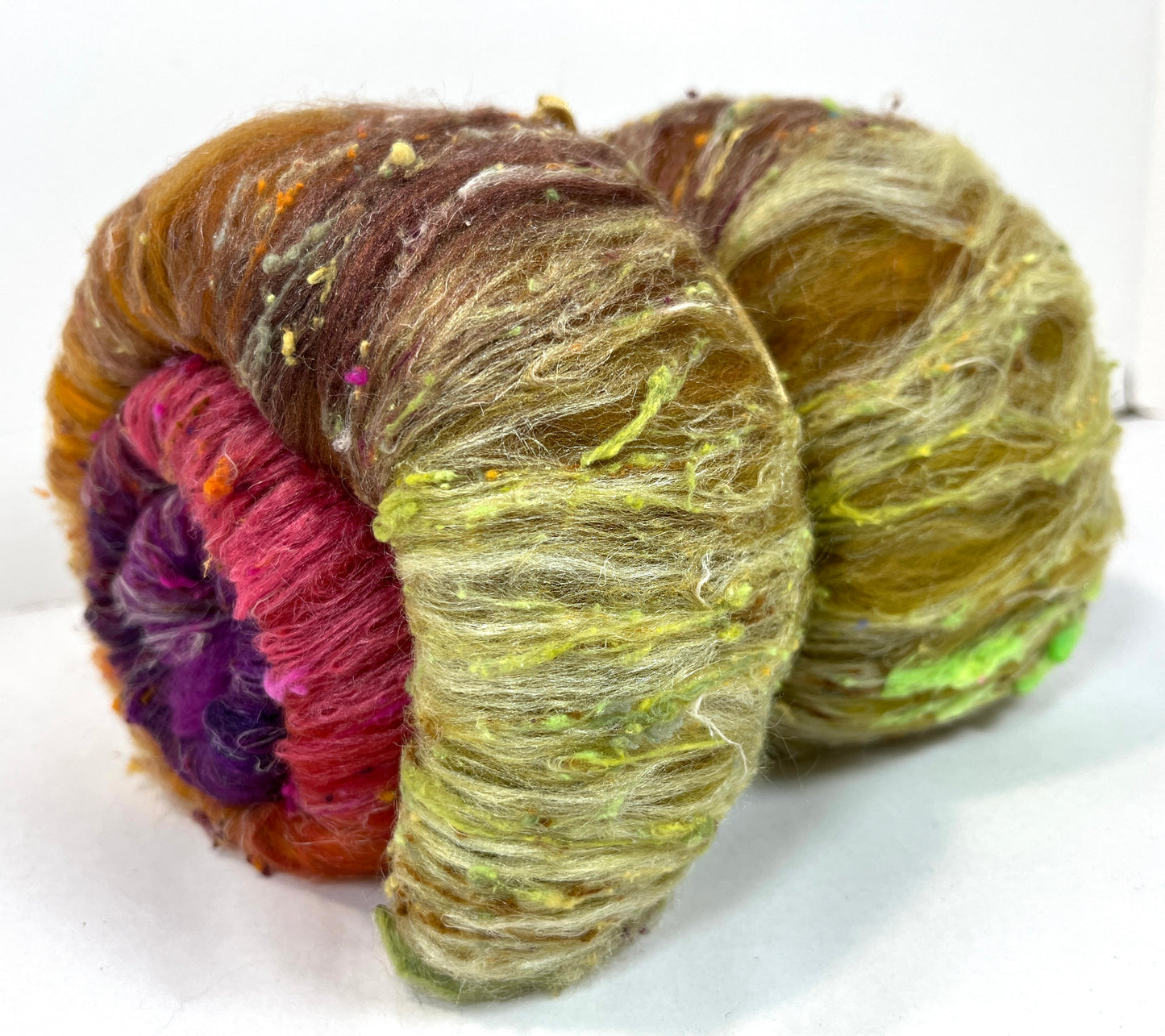Curried Beets Batt 1231-01 - 2.7 oz Polwarth wool, silk, noils, spinning fiber, drumcarded, handspinning, nuno, felting wool