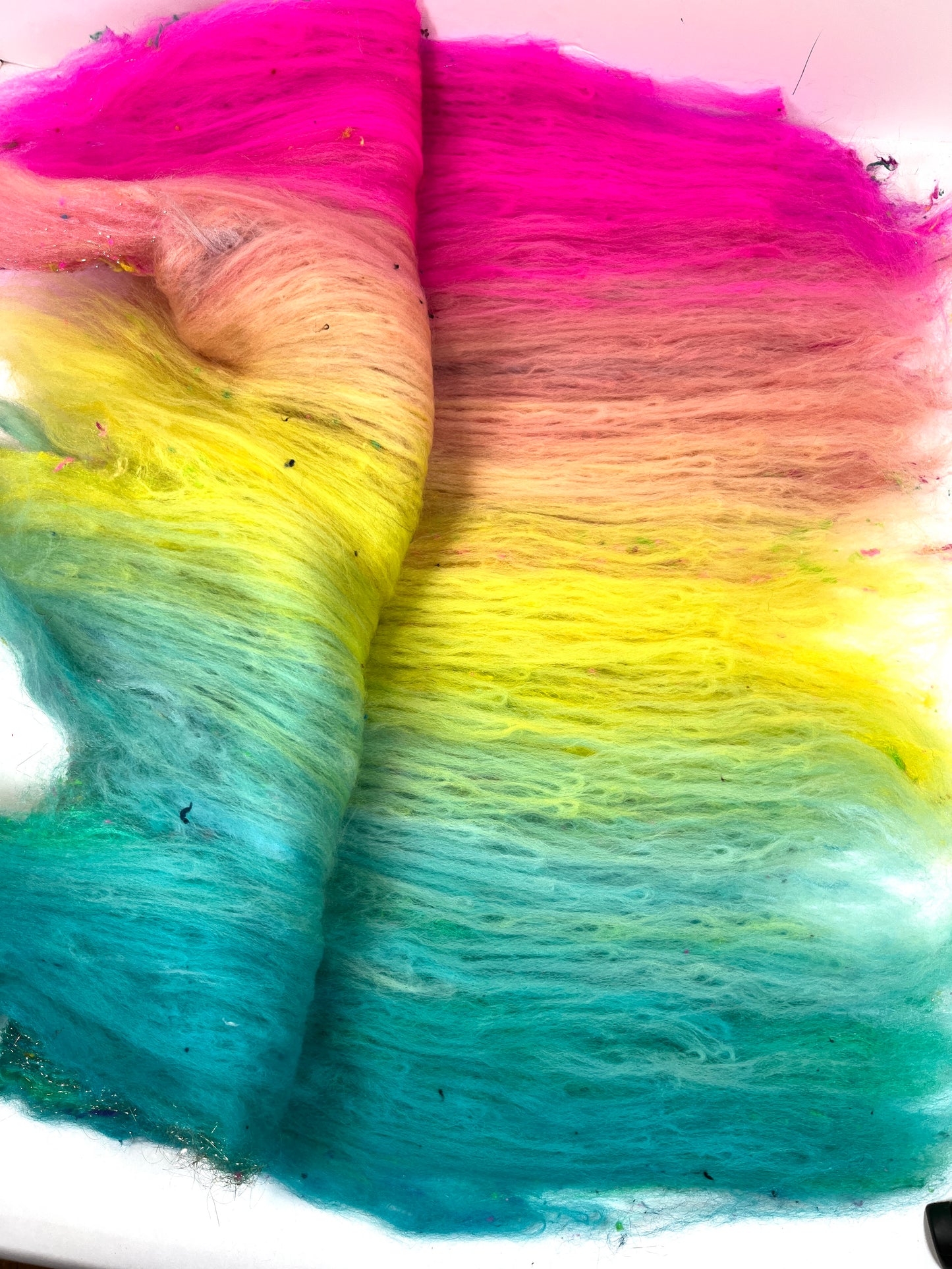 Fairy Dust Batt 0104-03 - 2.7 oz Polwarth wool, silk, noils, spinning fiber, drumcarded, handspinning, nuno, felting wool