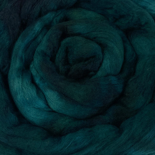 Blue Spruce - 2 oz hand dyed semisolid wool combed top