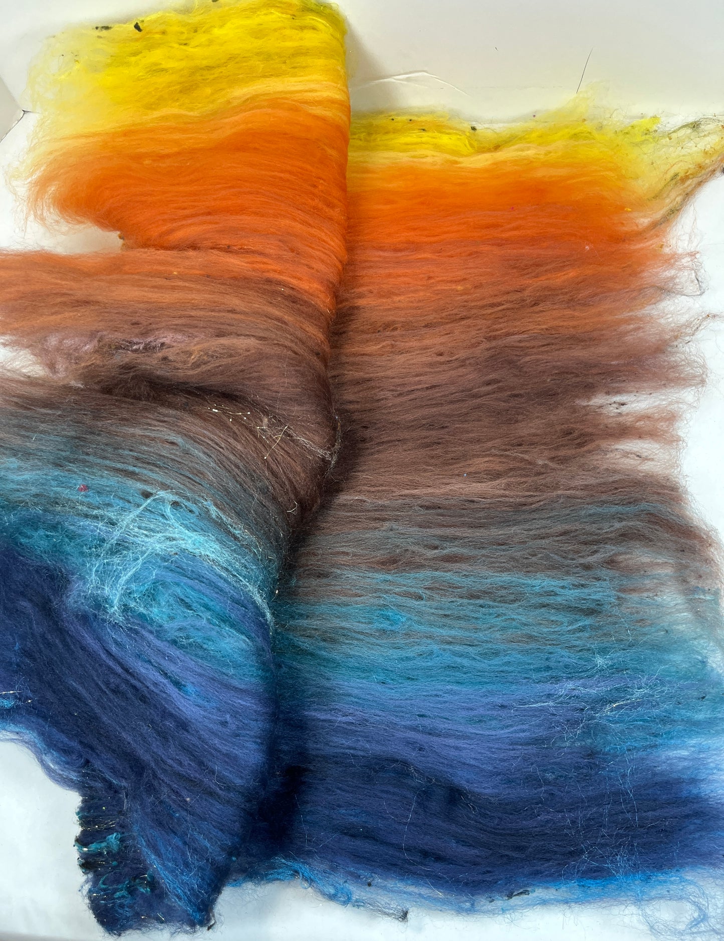 Harvest Moon Batt 1231-04 - 2.7 oz Falkland Merino wool, silk, noils, spinning fiber, drumcarded, handspinning, nuno, felting wool