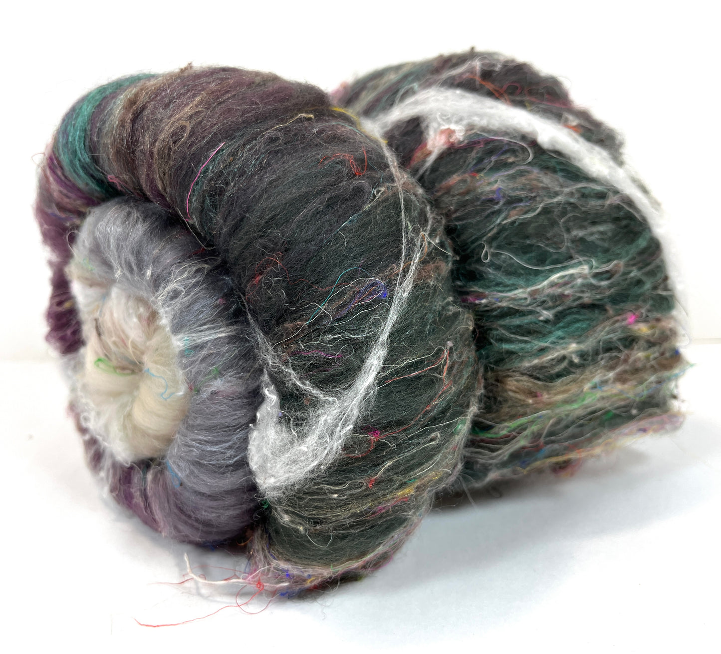 Morning Fog Batt 0104-02 - 2.5 oz Polwarth wool, silk, noils, spinning fiber, drumcarded, handspinning, nuno, felting wool