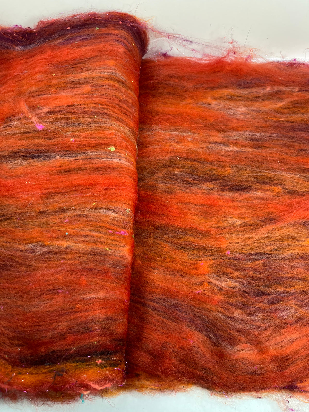 Art Batt 0906-01, 4.1 oz Soft wool, silk, flax, noils, spinning fiber, drumcarded, handspinning, nuno, felting wool