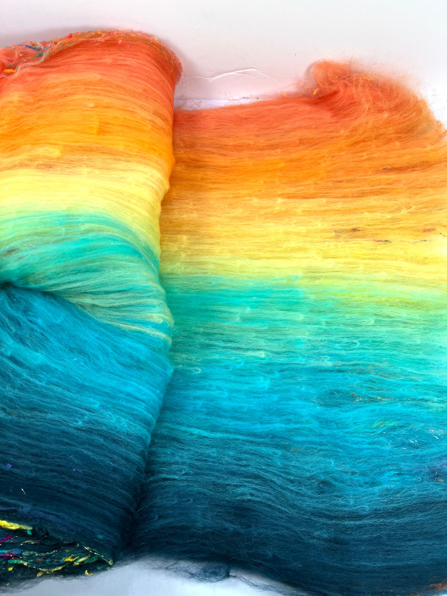 Ironic Grooves Batt 0901-03 - 4.5 oz Falkland Merino wool, silk, noils, spinning fiber, drumcarded, handspinning, nuno, felting wool