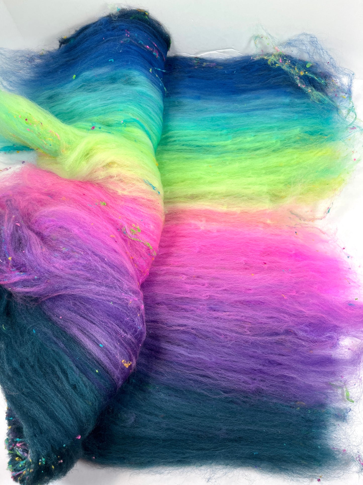 Nemesis Batt 0404-04 - 2.8 oz Cormo wool, silk, noils, spinning fiber, drumcarded, handspinning, nuno, felting wool