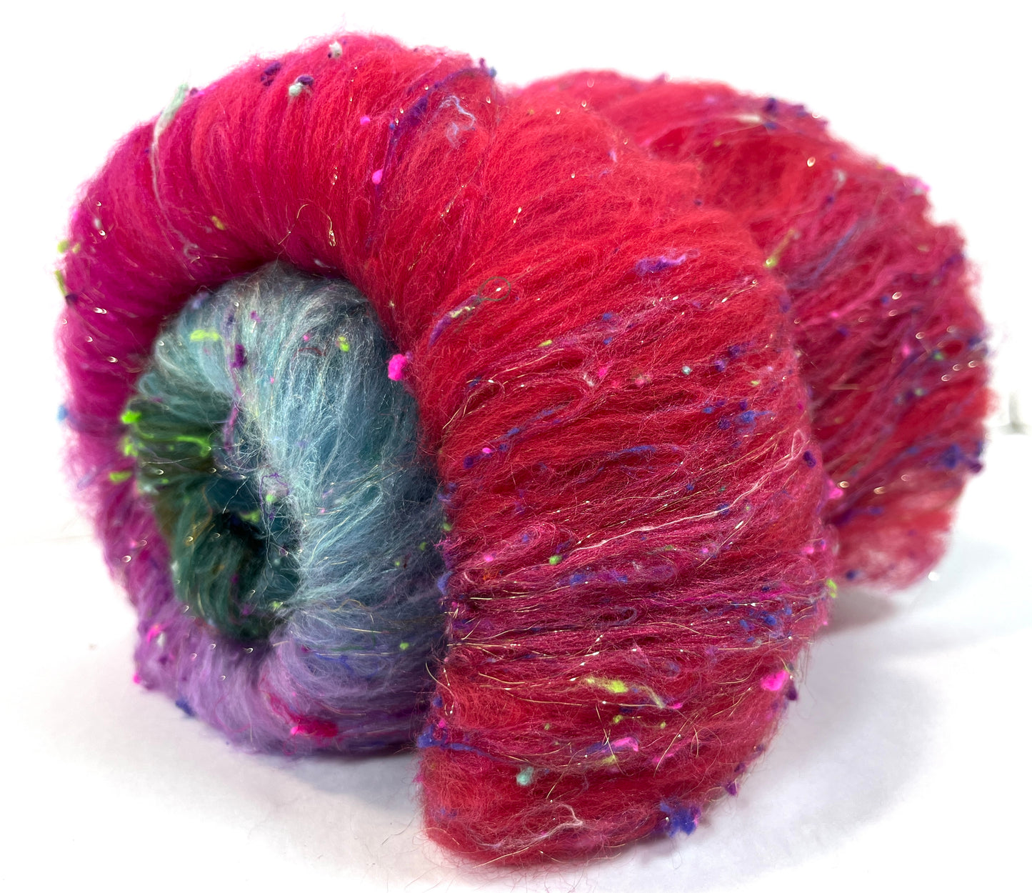 Lorelei Batt 0110-04 - 2.5 oz Falkland Merino wool, silk, noils, spinning fiber, drumcarded, handspinning, nuno, felting wool
