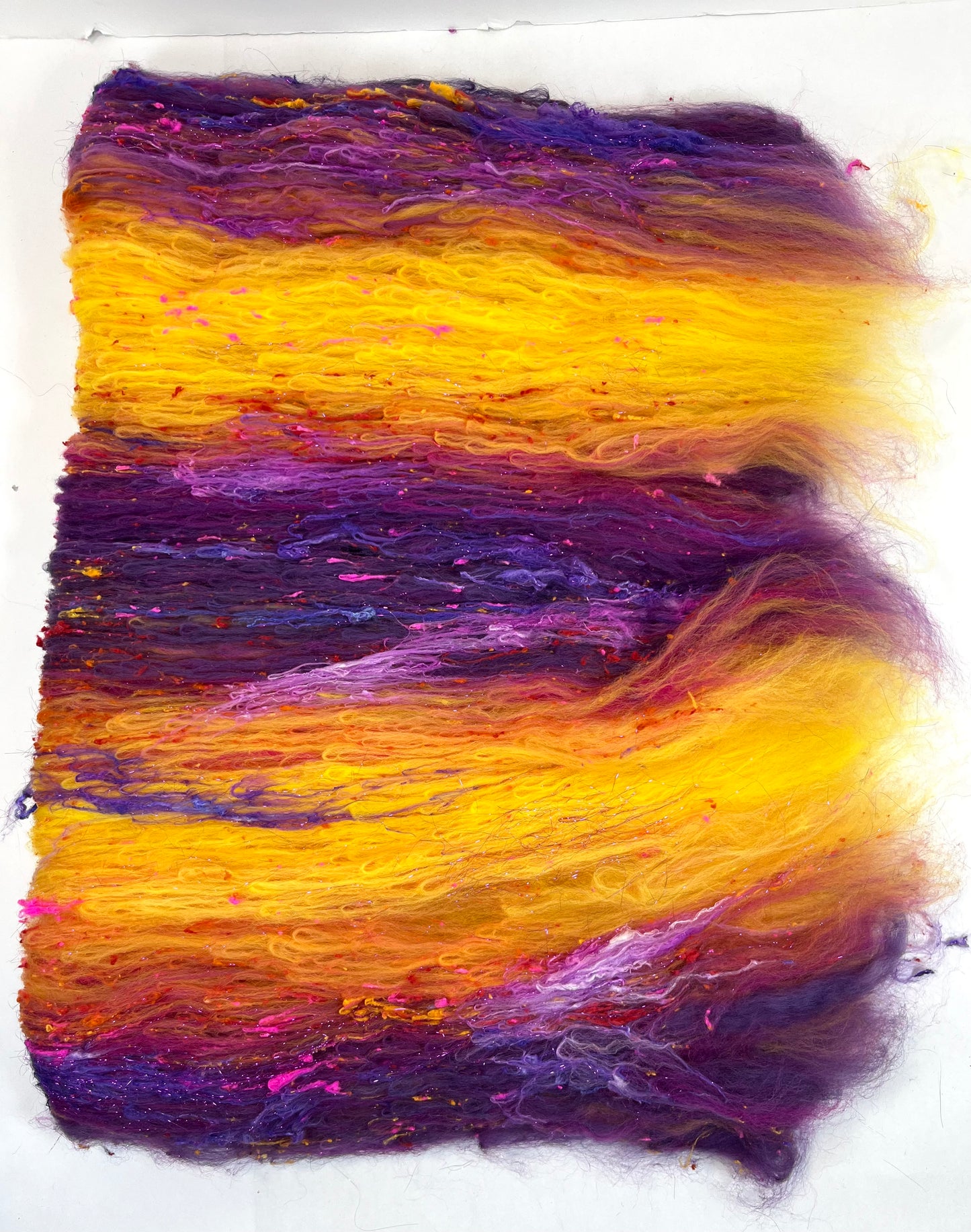 Sassy SC Batt 0504-04 - 2.6 oz Polwarth wool, silk, noils, spinning fiber, drumcarded, handspinning, nuno, felting wool