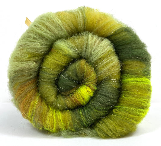 Crayon Box Batt 0619-01 - 3.4 oz Soft wool, sparkle, spinning fiber, drumcarded, handspinning, nuno, felting wool