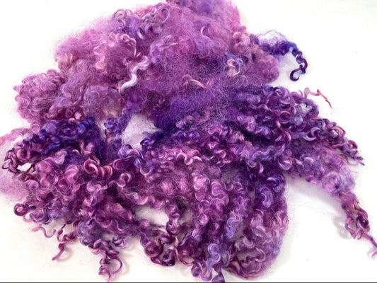 Wensleydale Locks, 1.1 oz, Lilacs, 4-6 inches long, super clean, spinning, felting, fiber art, doll hair, nuno, lockspun yarn 0621-04