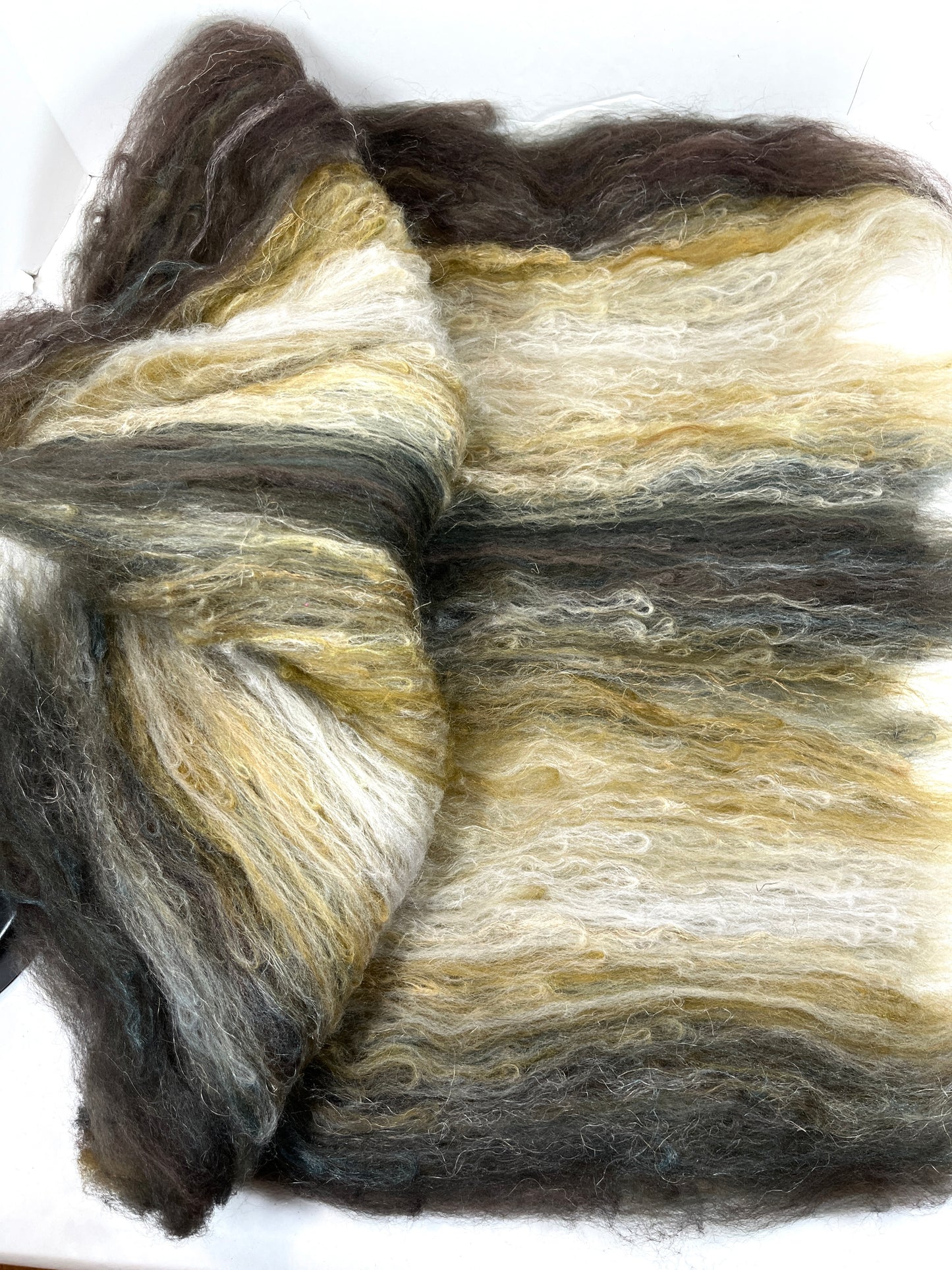 Mussels Batt 0210-04 - 2 oz Merino, silk, flax wool, silk, spinning fiber, drumcarded, handspinning, nuno, felting wool