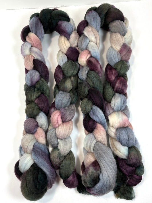 Morning Fog SC Oopsie, 4 oz Polwarth wool combed top, roving, spinning fiber, handspinning, felting, needle felting, weaving supplies