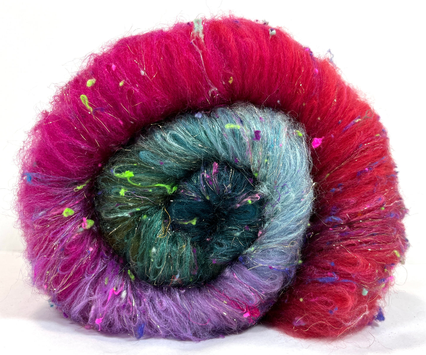 Lorelei Batt 0110-04 - 2.5 oz Falkland Merino wool, silk, noils, spinning fiber, drumcarded, handspinning, nuno, felting wool