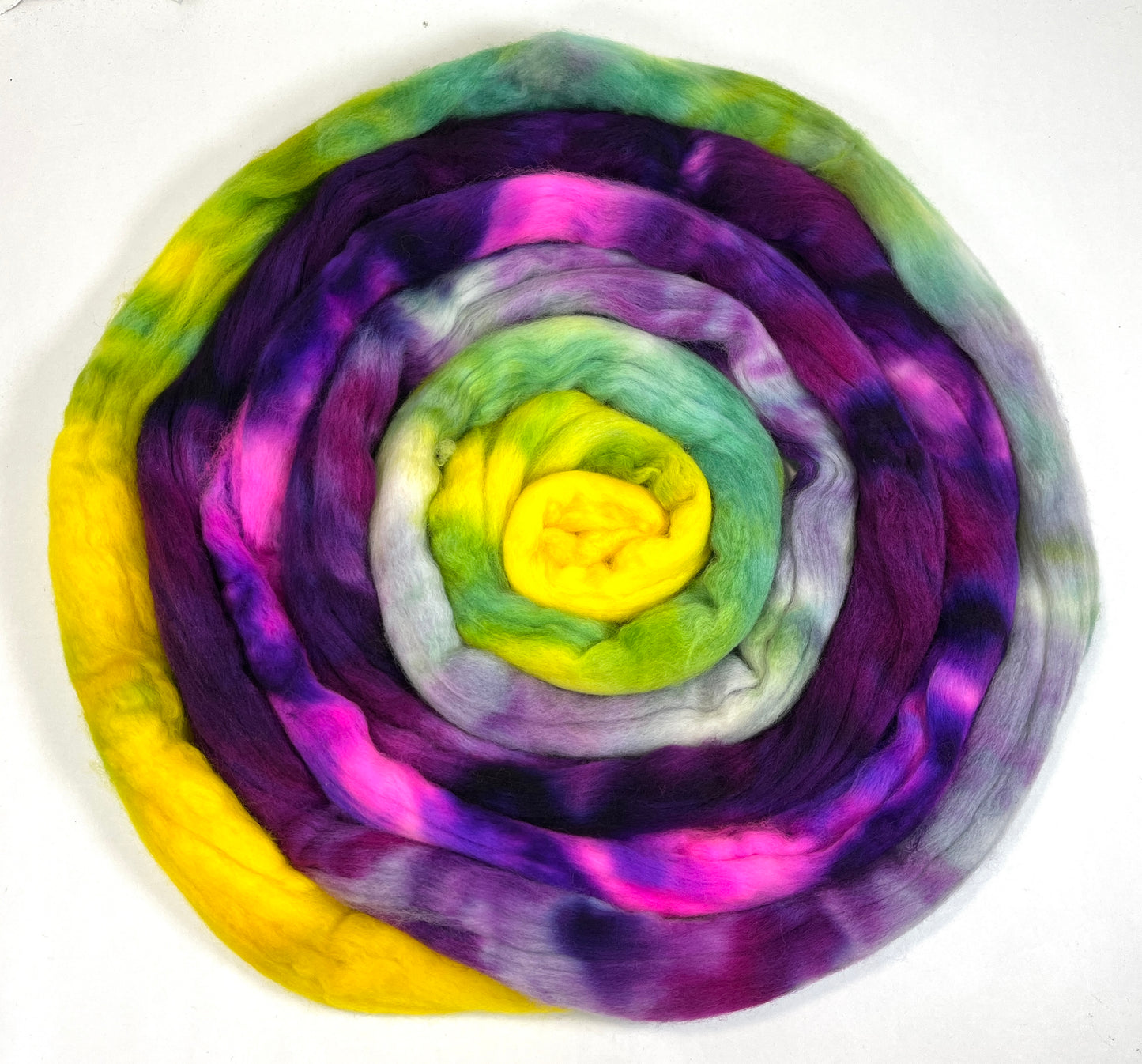 Soda Pop MG - 4 oz hand painted wool combed top, roving, spinning fiber, handspinning, felting