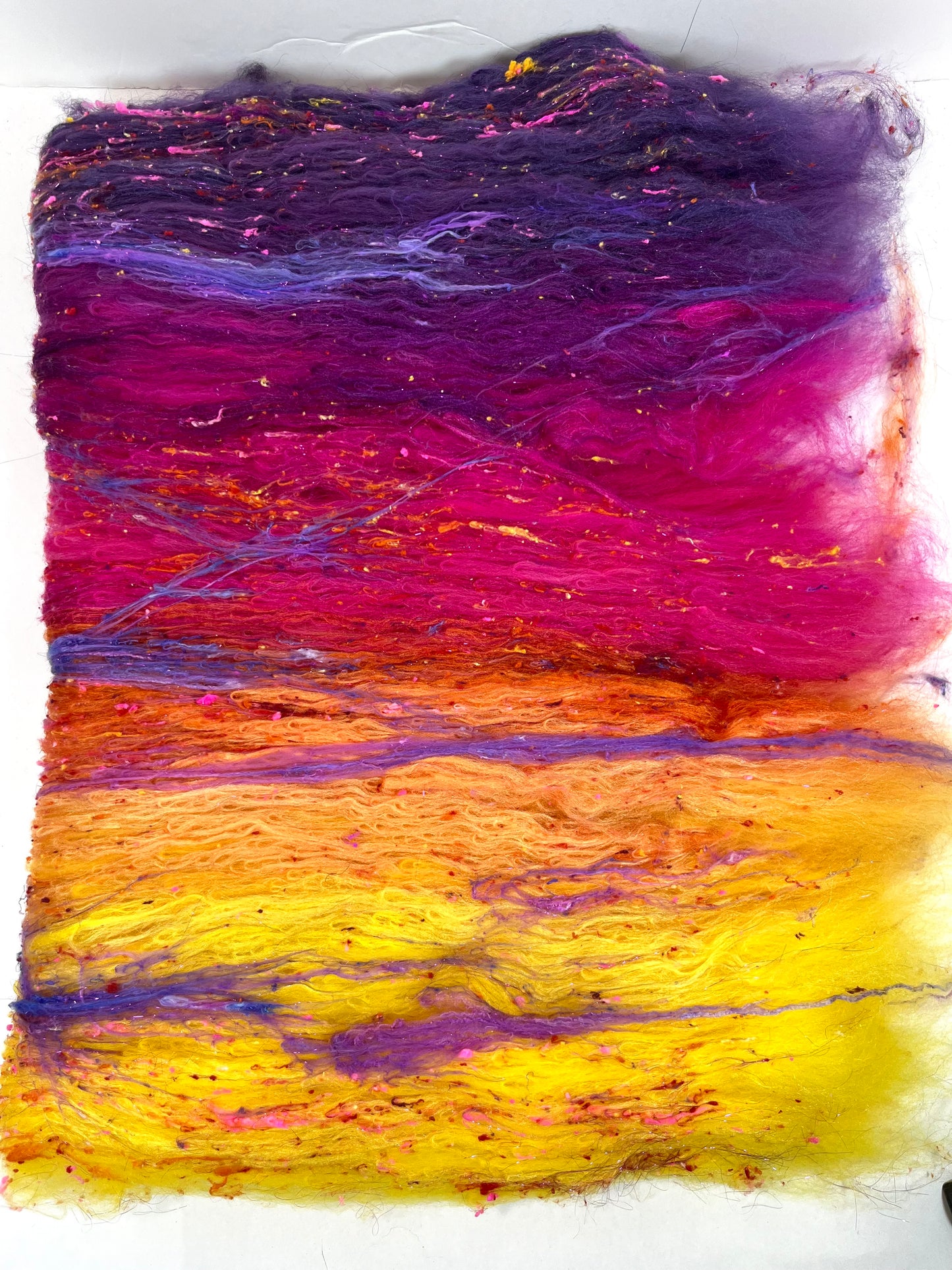 Sassy Gradient Batt 0504-06 - 2.7 oz Polwarth wool, silk, noils, spinning fiber, drumcarded, handspinning, nuno, felting wool