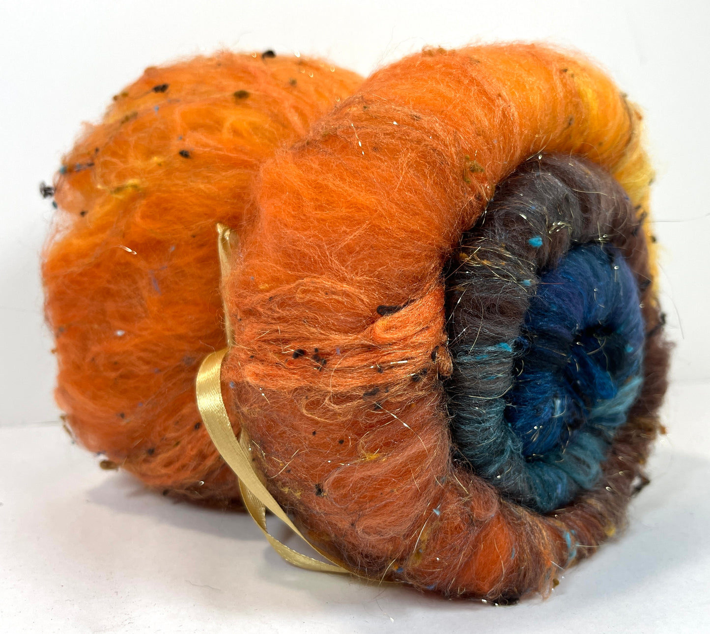 Harvest Moon Batt 1231-03 - 2.6 oz Falkland Merino wool, silk, noils, spinning fiber, drumcarded, handspinning, nuno, felting wool