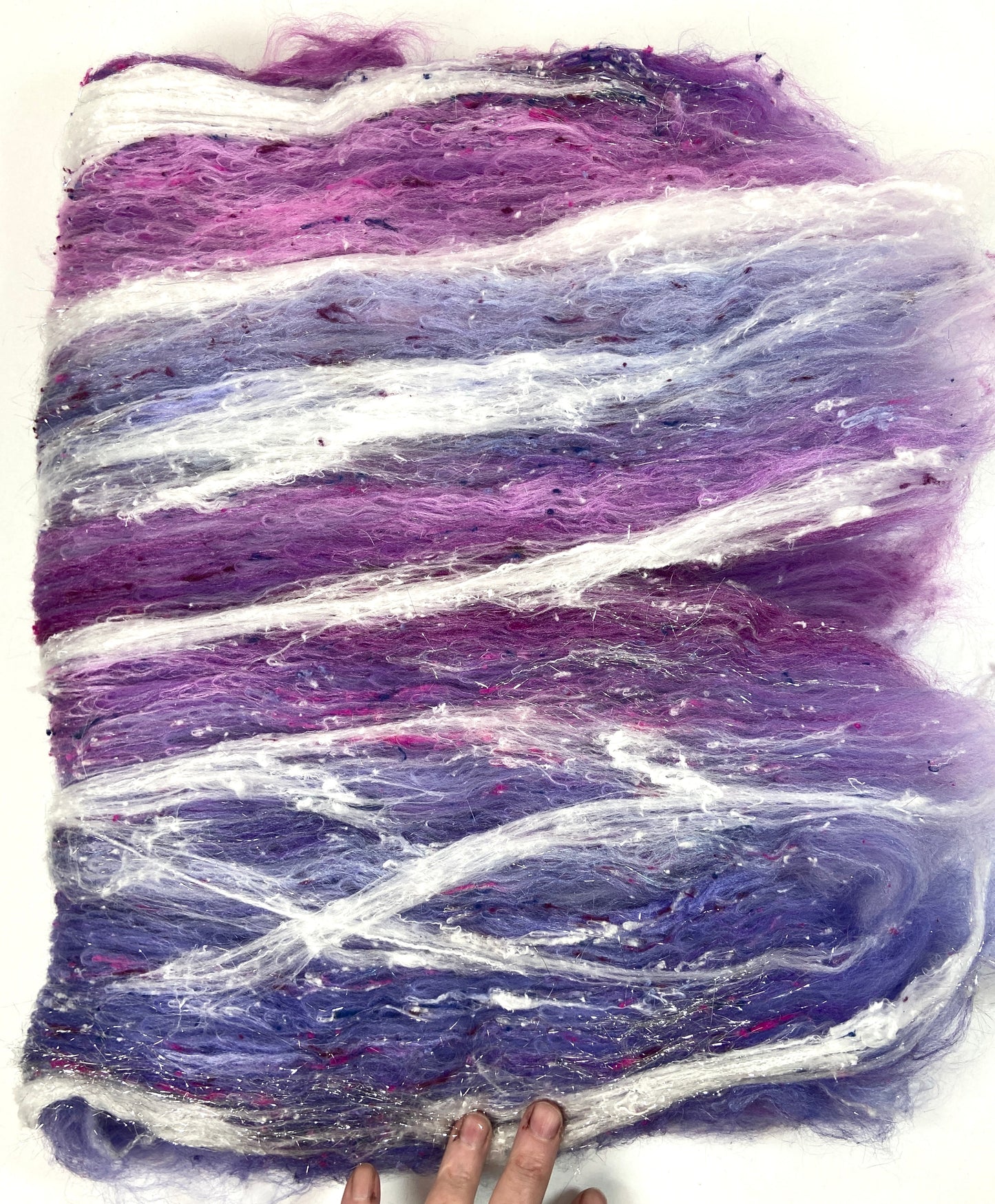 Charlotte Batt 1203-03- 2.9 oz Polwarth wool, silk, noils, spinning fiber, handspinning, nuno, felting wool, weaving
