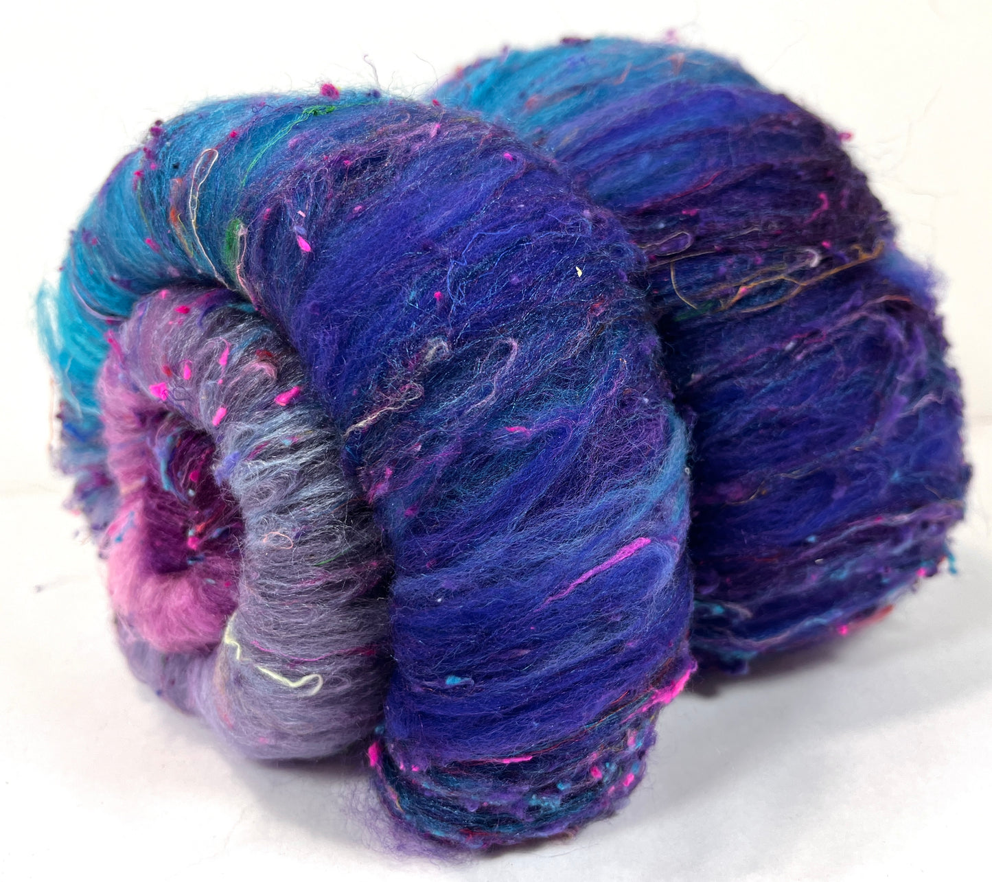 Midnight Fantastic Batt 1229-03 - 2.7 oz Falkland Merino wool, silk, noils, spinning fiber, drumcarded, handspinning, nuno, felting wool