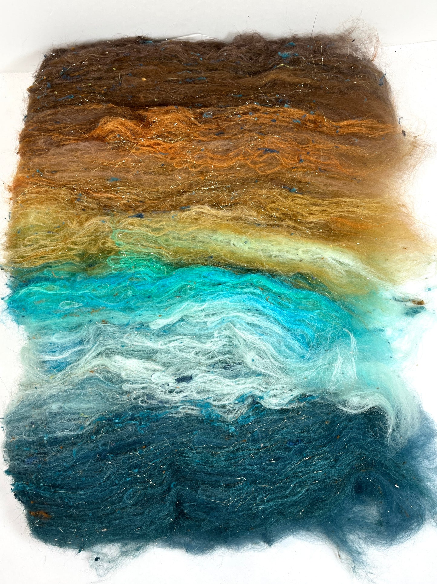 Royston Batt 1111-01 - 2.1 oz Falkland Merino wool, silk, noils, spinning fiber, drumcarded, handspinning, nuno, felting wool