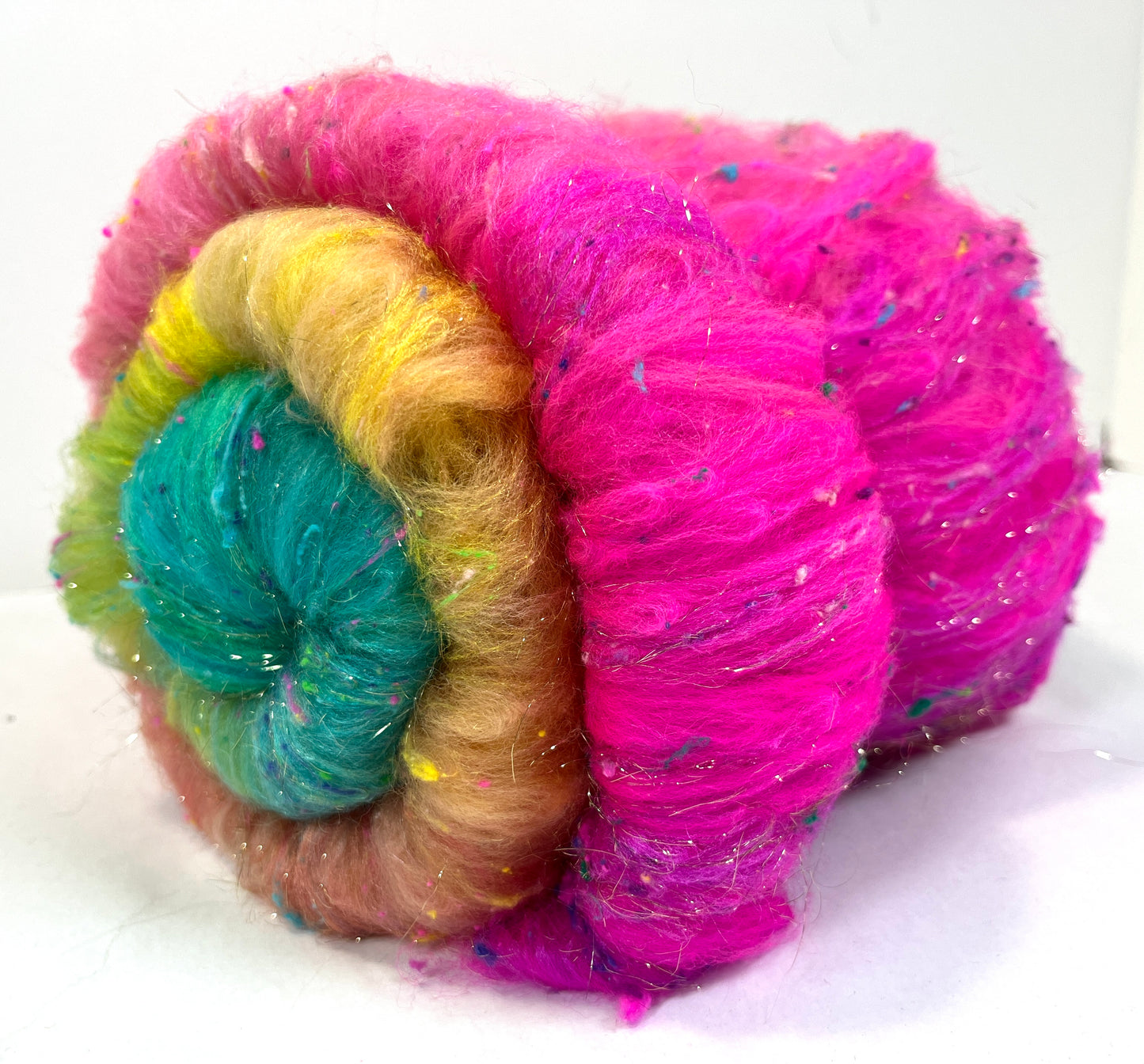 Fairy Dust Batt 0104-04 - 2.6 oz Polwarth wool, silk, noils, spinning fiber, drumcarded, handspinning, nuno, felting wool