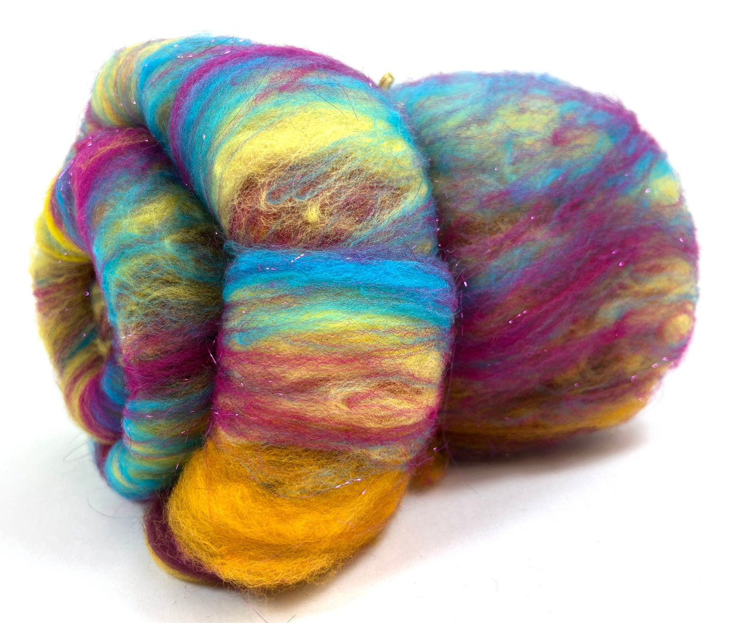 Crayon Box Batt 0618-05 - 2.7 oz Soft wool, sparkle, spinning fiber, drumcarded, handspinning, nuno, felting wool