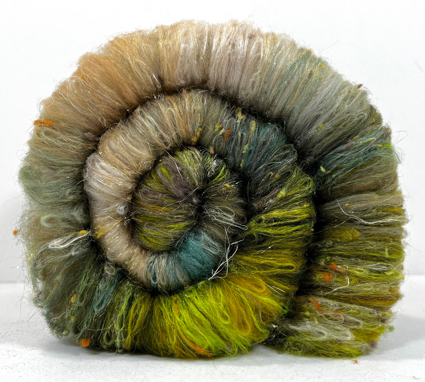 Willow Batt 0120-05 - 2.8 oz Falkland Merino wool, silk, hemp, noils, spinning fiber, drumcarded, handspinning, nuno, felting wool