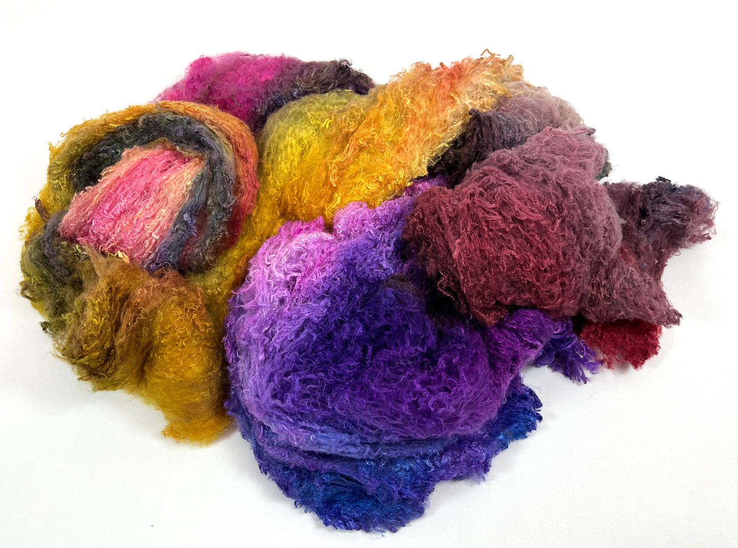 Silk Laps, 0519-02, 2.8 oz, mulberry silk, nuno, wet felting, spinning fiber, art yarn, handspinning, felting fiber, corespinning, nunofelting