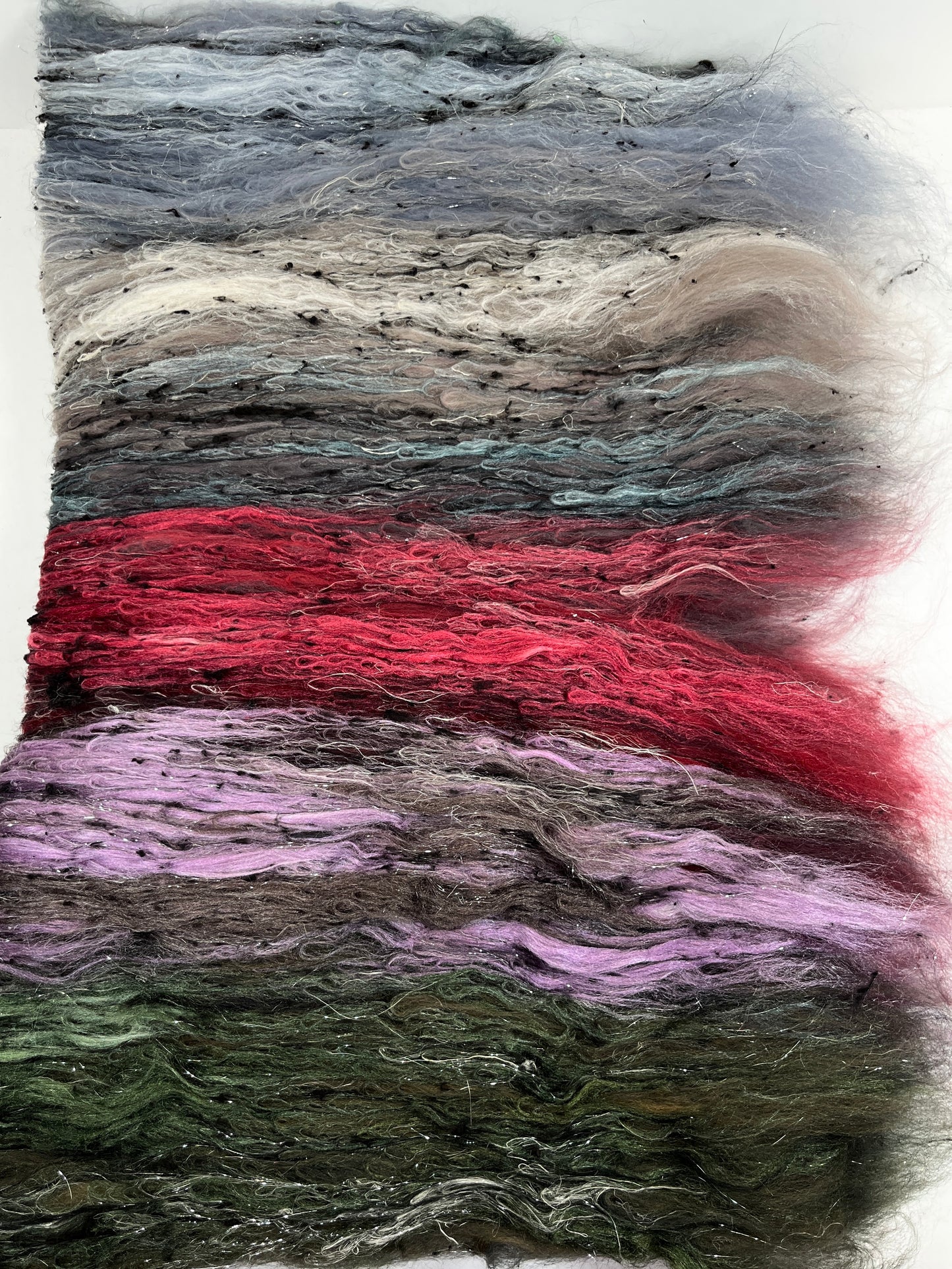 Ghoulish Gradient Batt 0829-03 - 2.8 oz Polwarth wool, silk, noils, spinning fiber, handspinning, nuno, felting wool, weaving, spindle