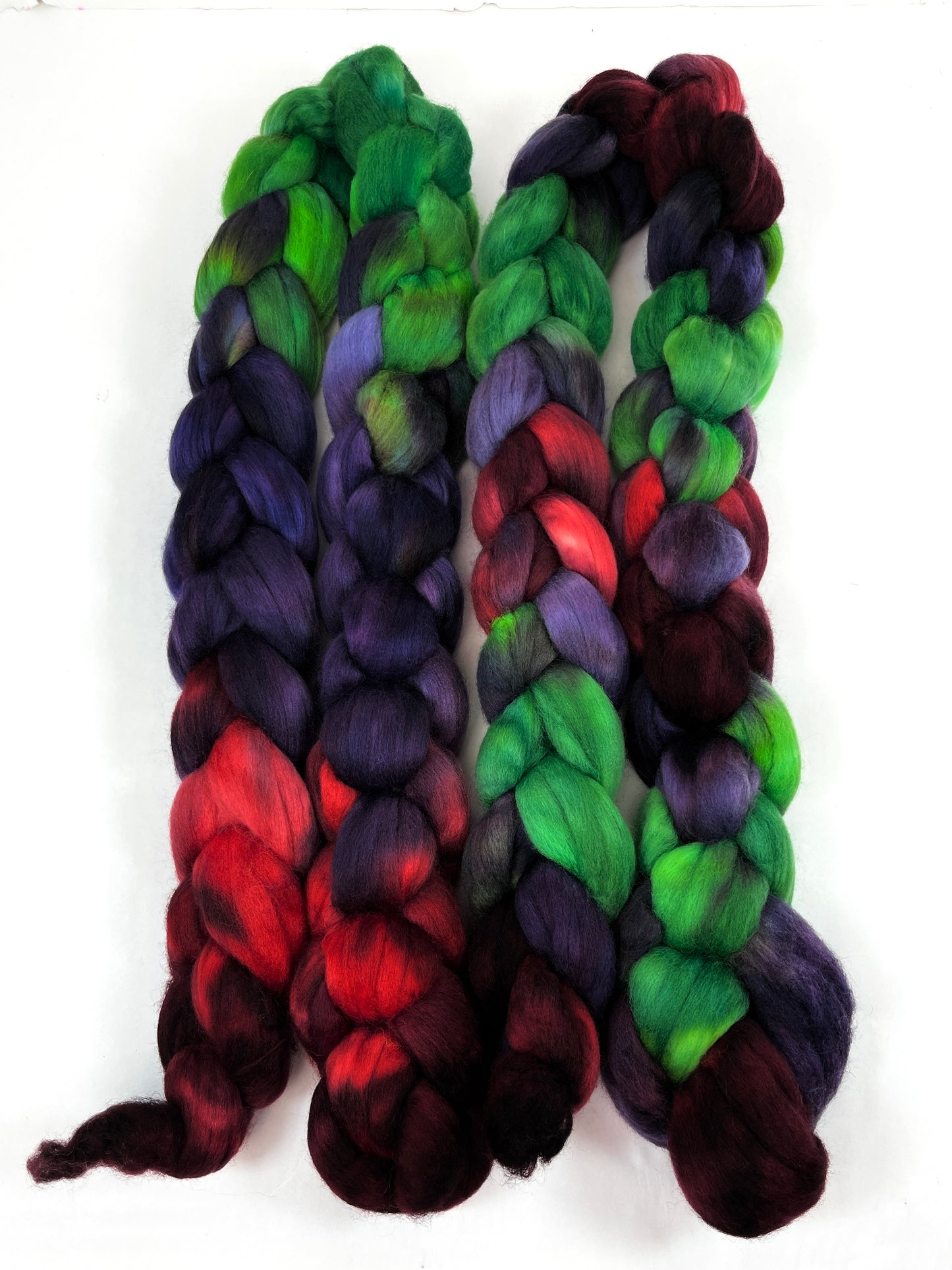 Banshee MG - 4 oz hand painted wool combed top, roving, spinning fiber, handspinning, felting