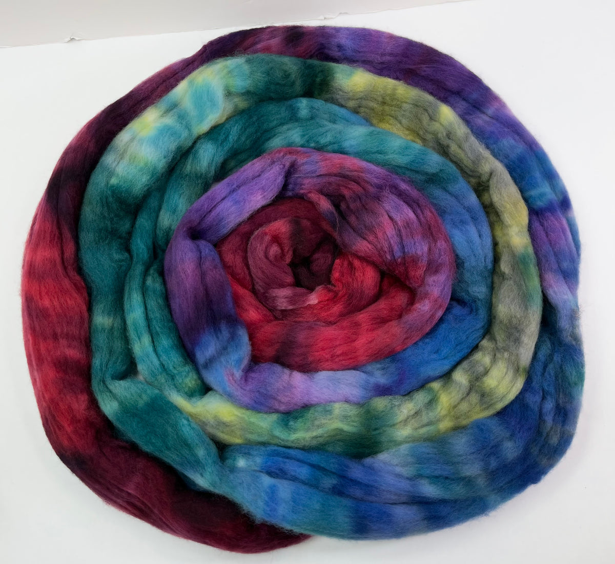 Madeline MG - 4 oz hand painted wool combed top, roving, spinning fiber, handspinning, felting