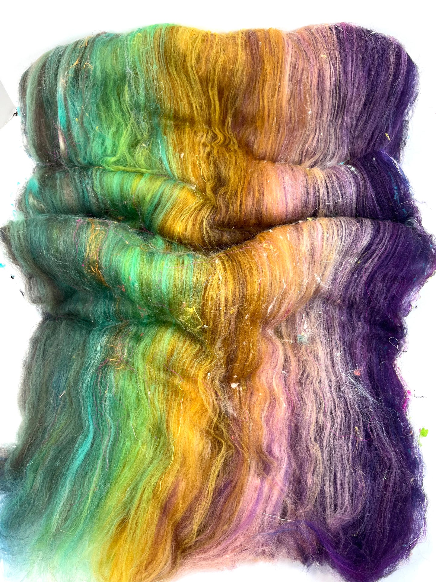 Reverie Batt 0801-01 - 3.9 oz soft wool, silk, noils, spinning fiber, drumcarded, handspinning, nuno, felting wool