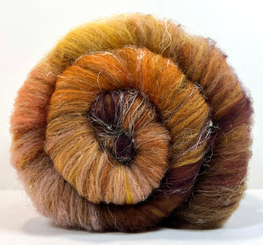 Crayon Box Batt 1004-03 - 3.7 oz Soft wool, silk, flax, hemp, NO SPARKLE, spinning fiber, drumcarded, handspinning, nuno, felting wool