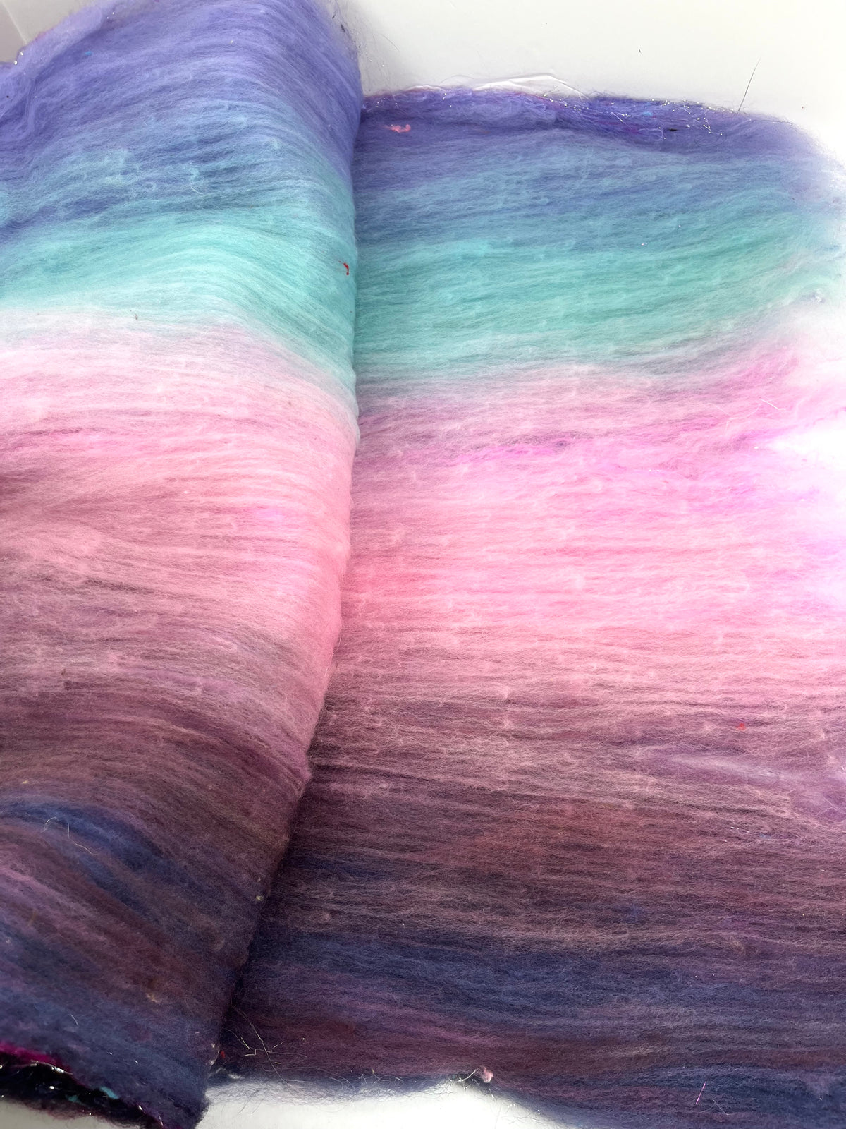 Mystique Batt 0901-01 - 4.1 oz Cormo wool, silk, noils, spinning fiber, drumcarded, handspinning, nuno, felting wool