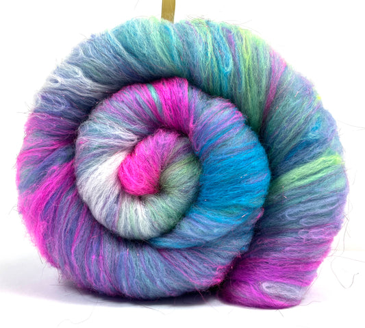 Crayon Box Batt 0617-01 - 4.8 oz Soft wool, sparkle, spinning fiber, drumcarded, handspinning, nuno, felting wool