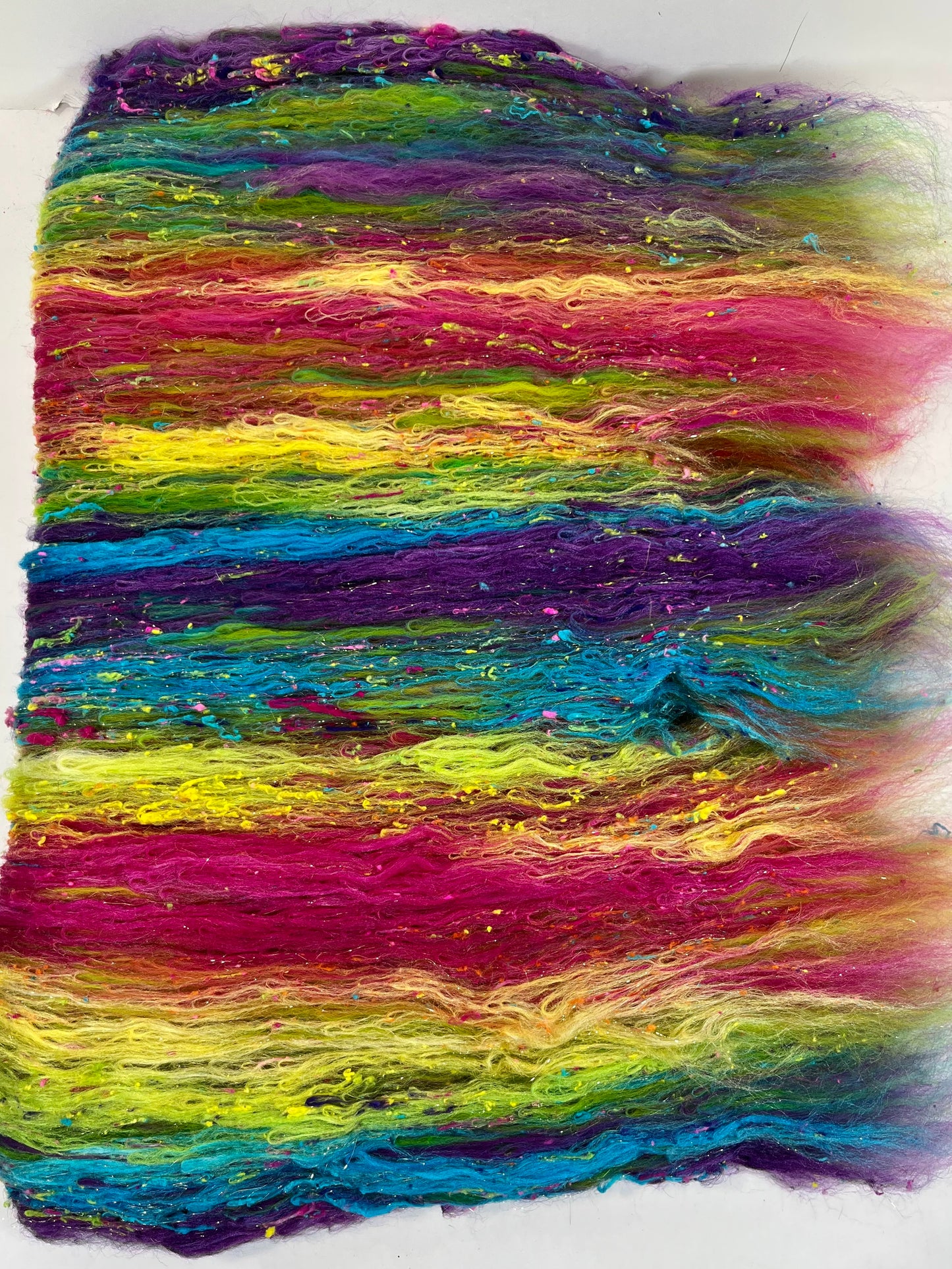 Tie Dye SC Batt 0508-02 - 3 oz Polwarth wool, silk, noils, spinning fiber, drumcarded, handspinning, nuno, felting wool (Copy)
