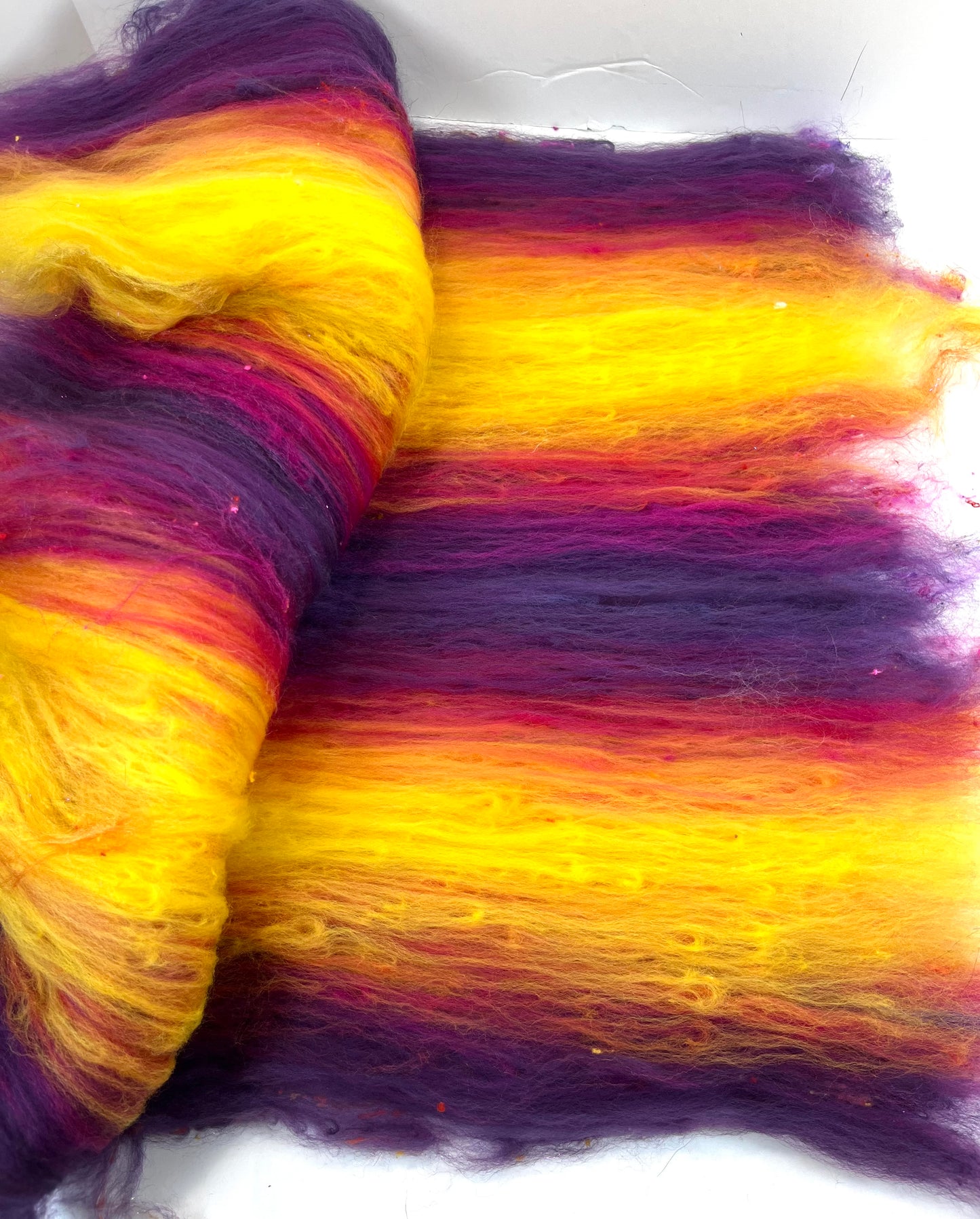 Sassy SC Batt 0504-02 - 2.9 oz Polwarth wool, silk, noils, spinning fiber, drumcarded, handspinning, nuno, felting wool