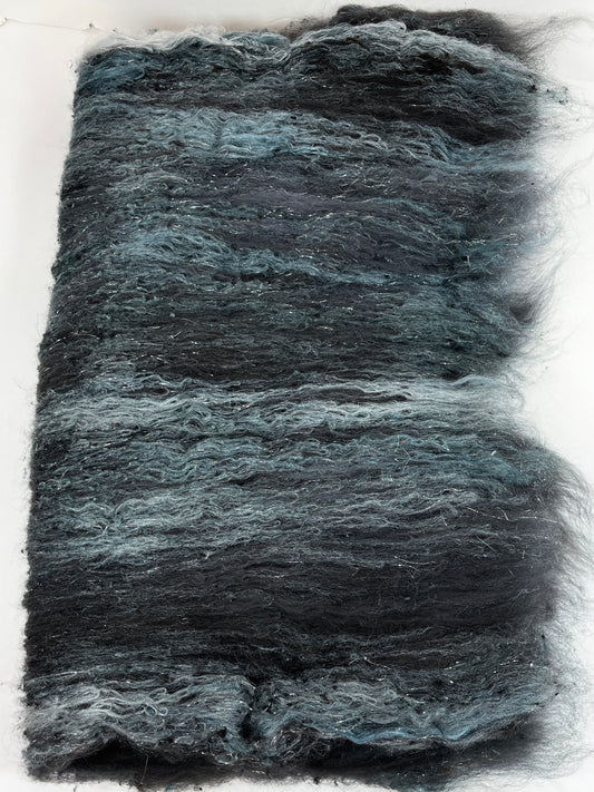 Reserve Batt for Krys- 0129-01 - 2.8  oz Targhee wool, silk, noils, spinning fiber, drumcarded, handspinning, nuno, felting wool, weaving