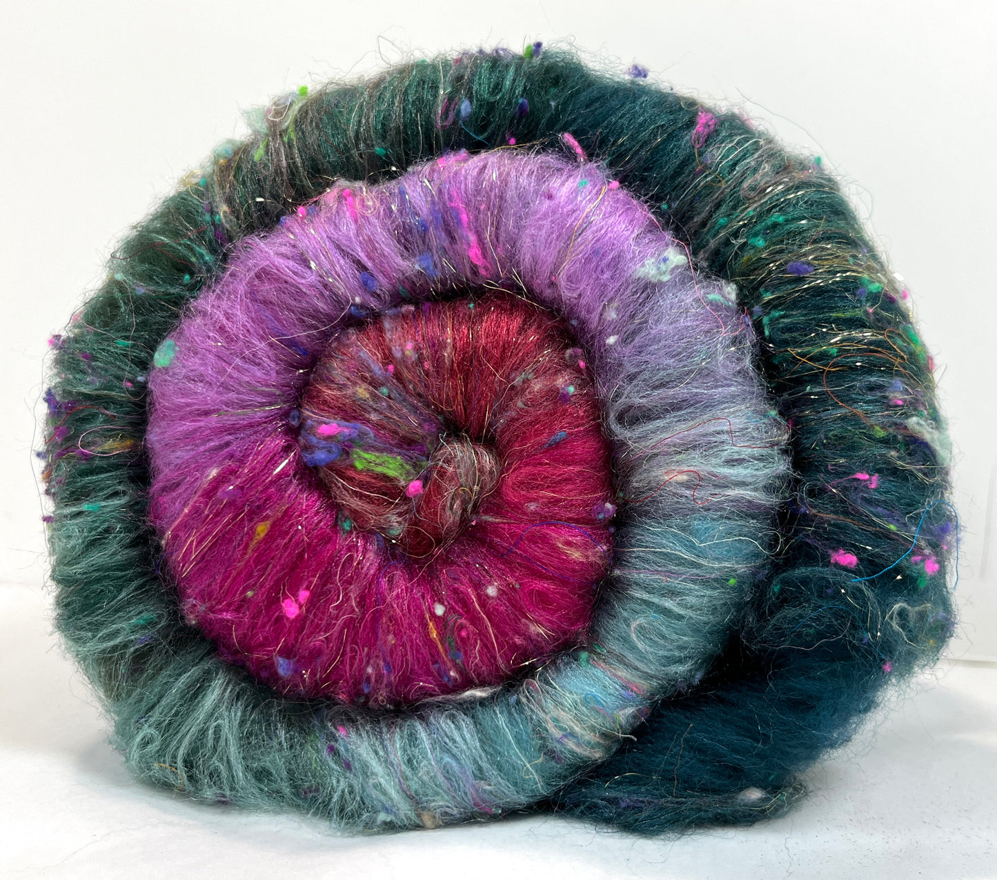 Lorelei Batt 0110-01 - 2.7 oz Falkland Merino wool, silk, noils, spinning fiber, drumcarded, handspinning, nuno, felting wool