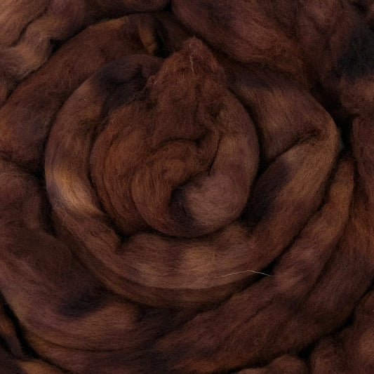 Chestnut - 2 oz hand dyed semisolid wool combed top