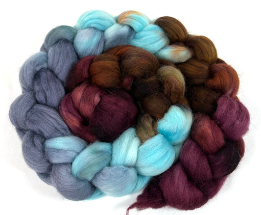 Winter Treeline MG - 4 oz hand painted wool combed top, roving, spinning fiber, handspinning, felting