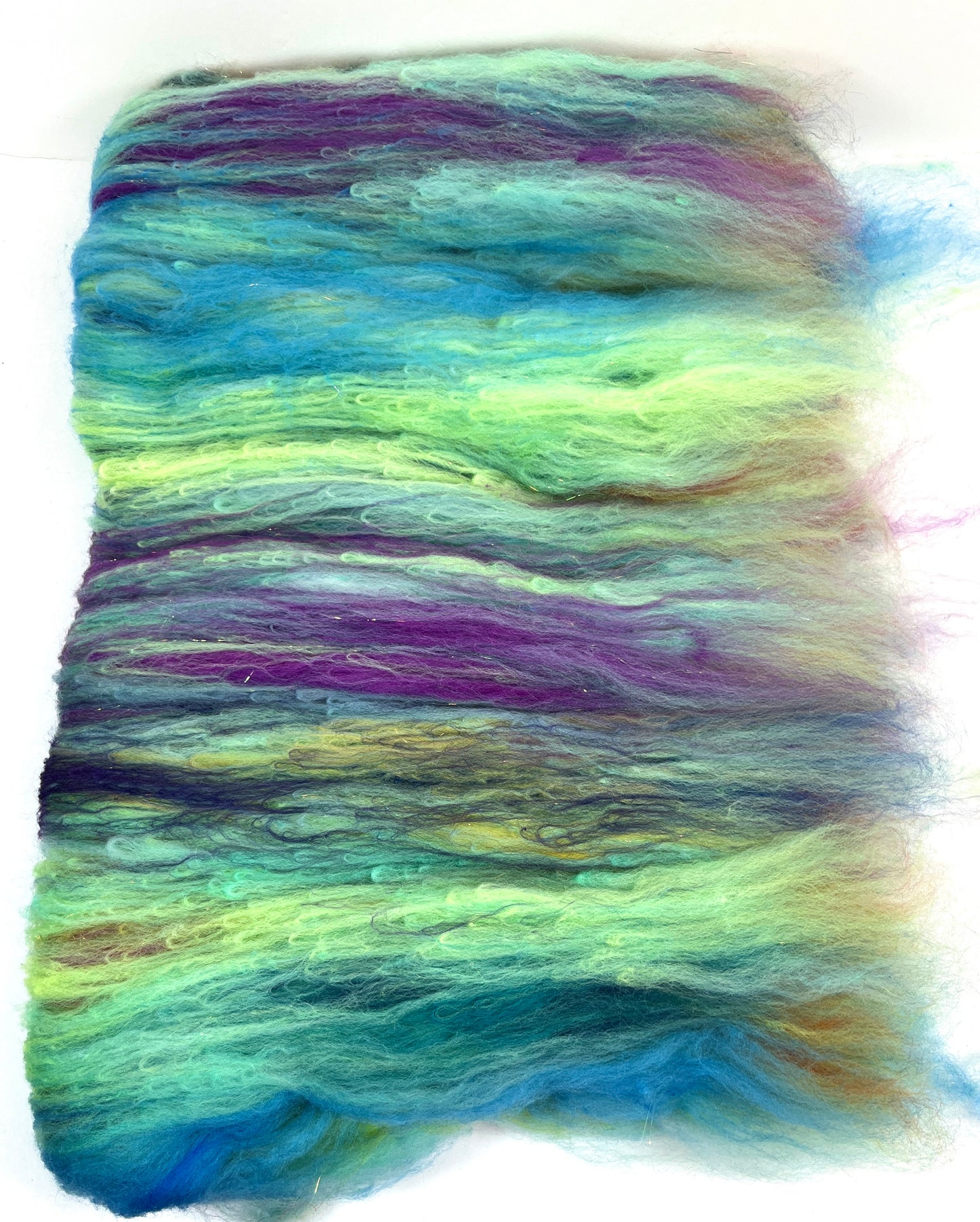 Crayon Box Batt 0601-01 - 4.2 oz Soft wool, sparkle, spinning fiber, drumcarded, handspinning, nuno, felting wool